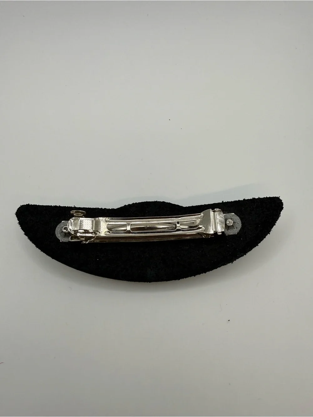 Vintage Harley-Davidson Winged Logo Leather Hair Barrette Clip Green Silver 4.5”